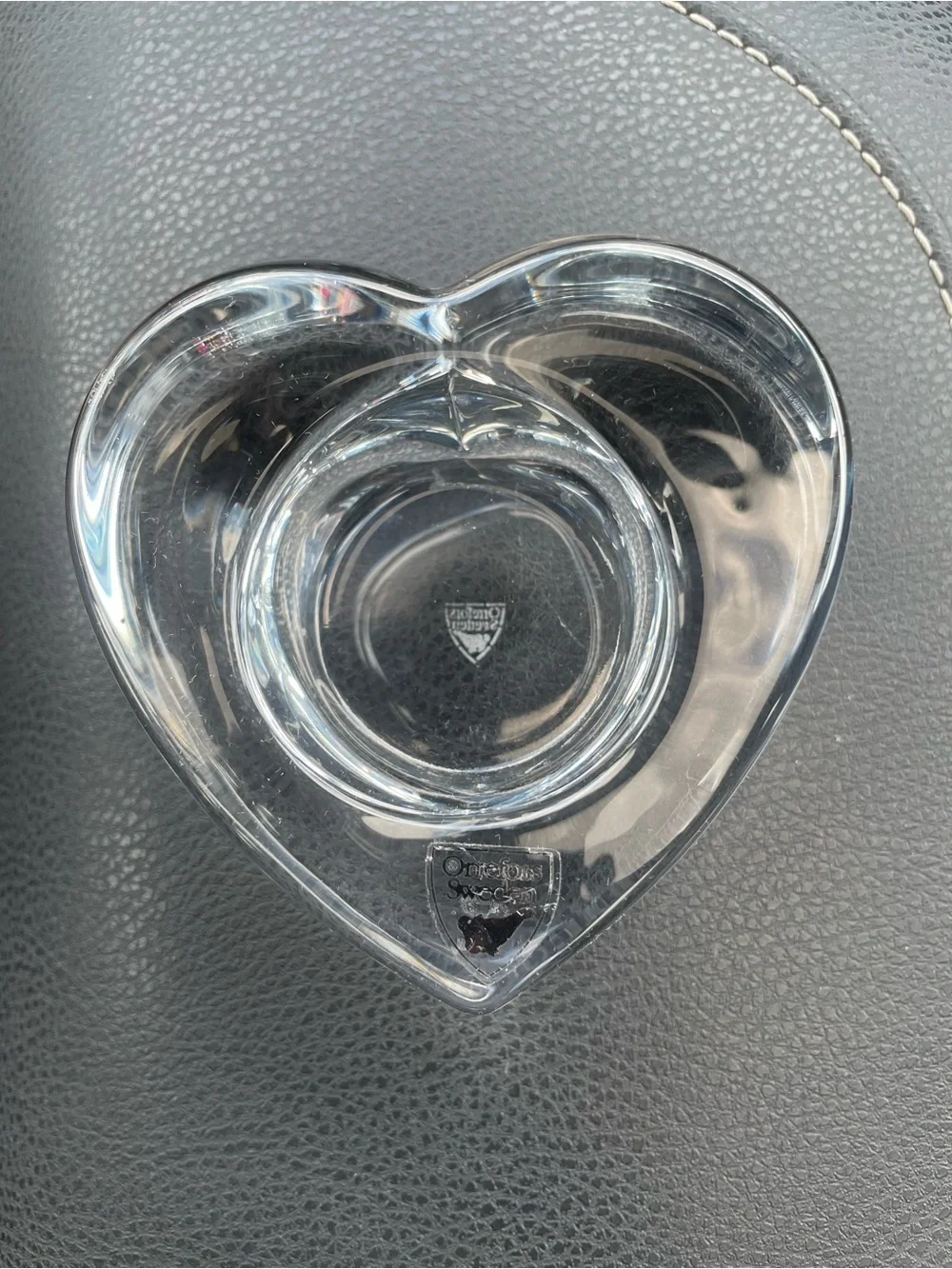 Orrefors Clear Heart Crystal Dish
